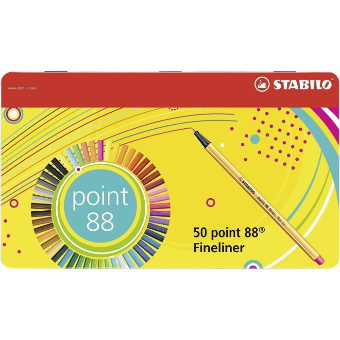 stylo feutre pointe fine stabilo point 88 boite metal 50 stylos feutres coloris assortis cdiscount beaux arts et loisirs creatifs carte du monde coloriage minimaliste gratuit