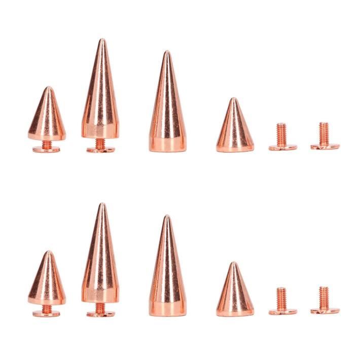 100 Rivets En Cuir Pointes Métal Punk - Or 7x10mm Pour DIY Ceinture, Sac, Vêtements