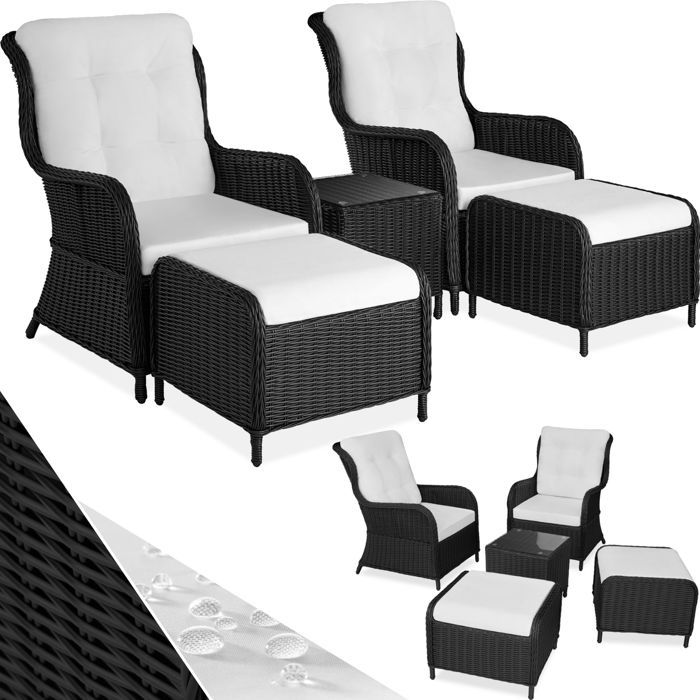 Tectake Salon De Jardin Benissa 2 Fauteuils Et 2 Reposes Pieds