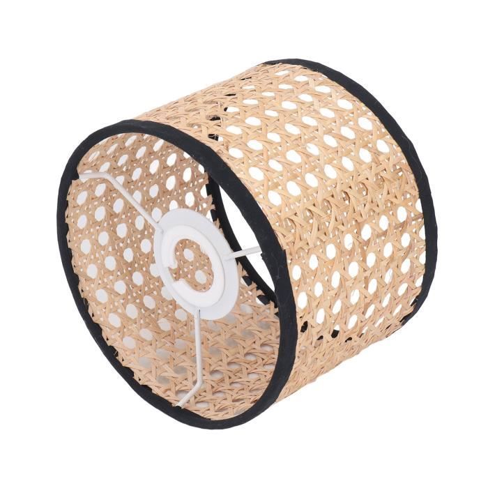 Lot De 2 Abat-jour En Rotin Tissé Main - Style Bohème Diamètre 12cm Kaki, Compatible E27/E14