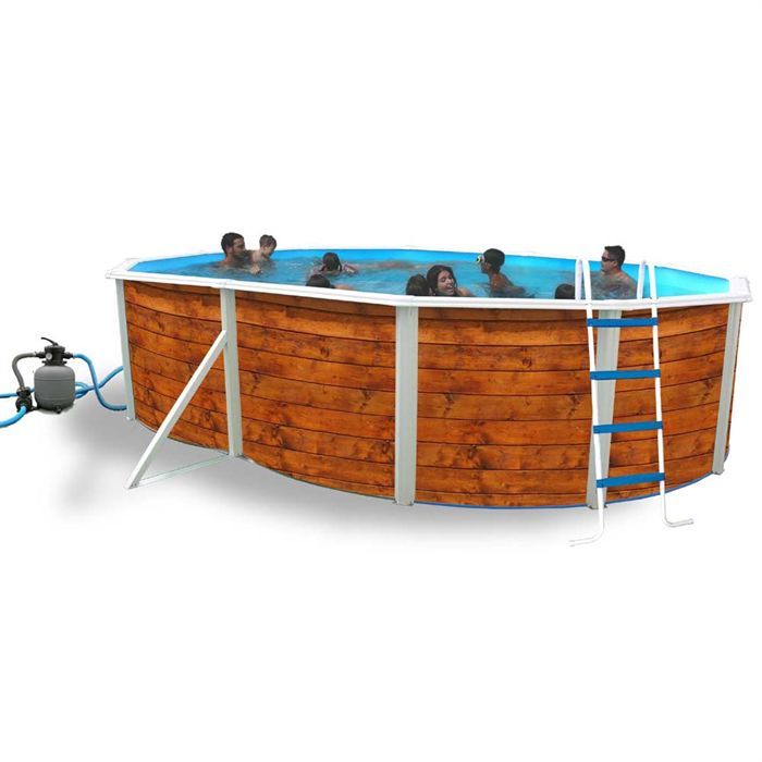 ETNICA Piscine hors sol en acier ovale 550 x 366 x 120 (Kit complet piscine, Filtre, Skimmer et échelle)