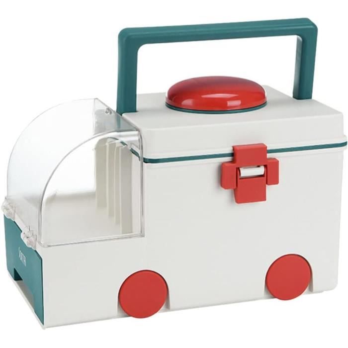3 Niveaux Boîte de Rangement pour Médicaments avec Poignée,Boîte à médicaments Boîte de Rangement,Boîte à Outils,étui Cosmétique,Boîte à jouets pour Maison,Extérieur (Blanc, 34 x 21,5 x 19 cm