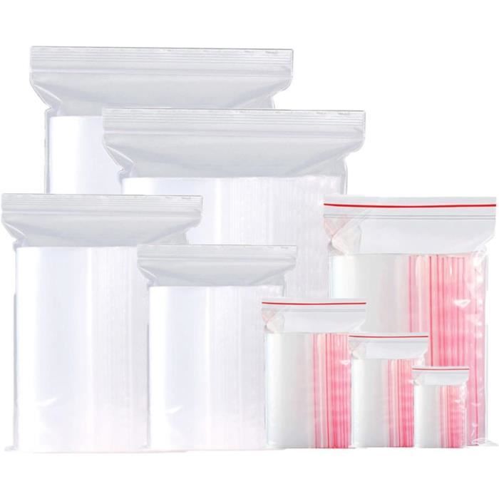 Lot De 100 Sachets Transparents En Plastique Refermables, Petits Sacs