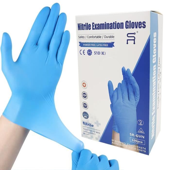 Lot De 500 Gants Nitrile Bleu HANSKA – Sans Poudre, Ambidextres, Usage Médical Et Alimentaire