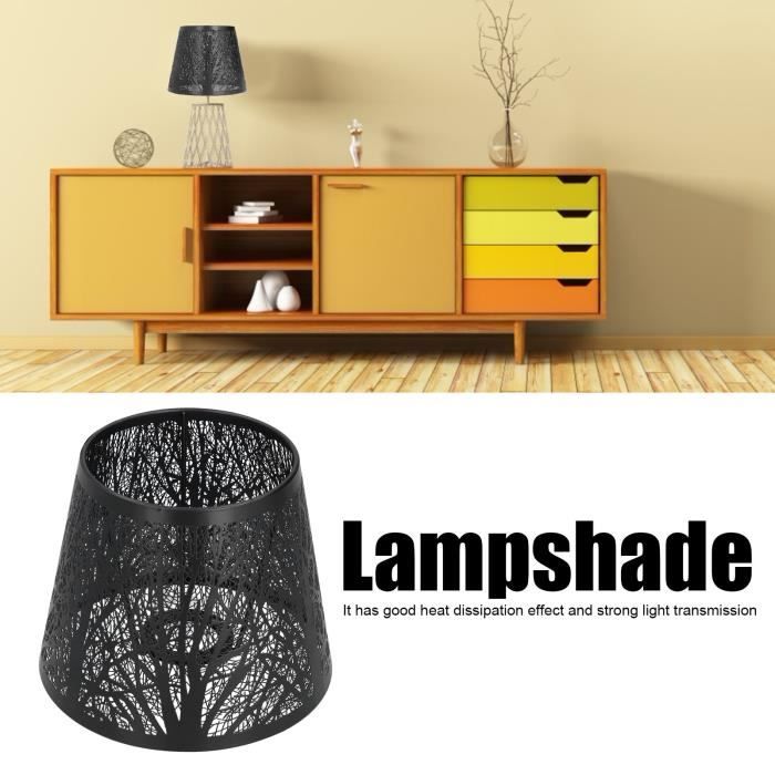 Abat-jour Fer Forgé Arbre Forêt E27 - Mini Abat-jour Lampe Table Chevet Noir Sculpté