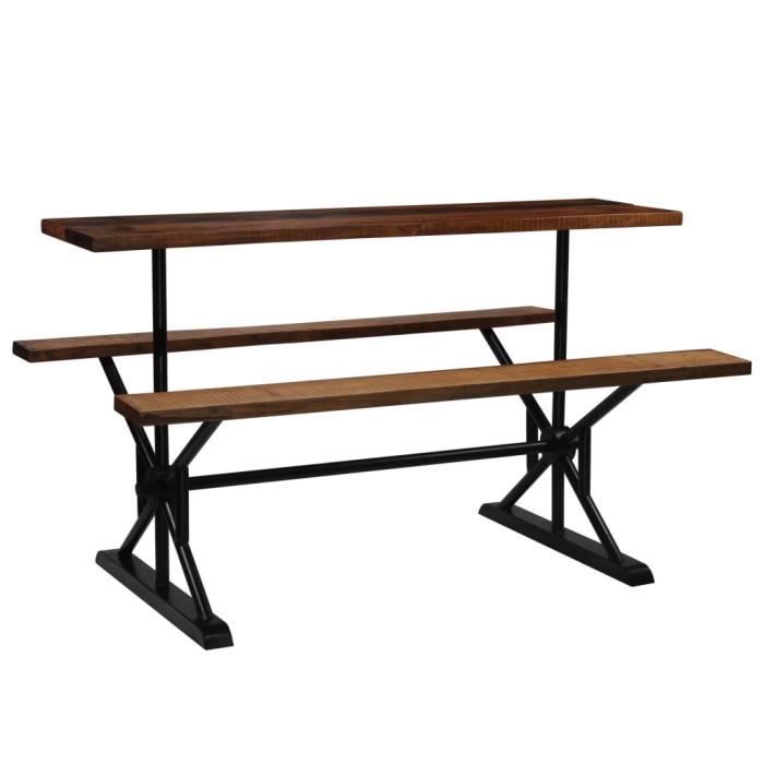 Banc En Bois Pour Table A Manger Vidaxl Table De Bar Et Bancs En Bois De Massif Recuperation 180x50x107 Cm Achat Vente Salle A Manger Table De Bar Et Bancs En Bois Cdiscount