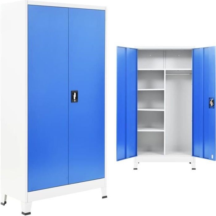 Vidaxl Armoire De Vestiaire 2 Portes Metal 90x40x180 Cm Gris Et Bleu Achat Vente Armoire De Bureau Vidaxl Armoire De Vestiaire 2 Cdiscount