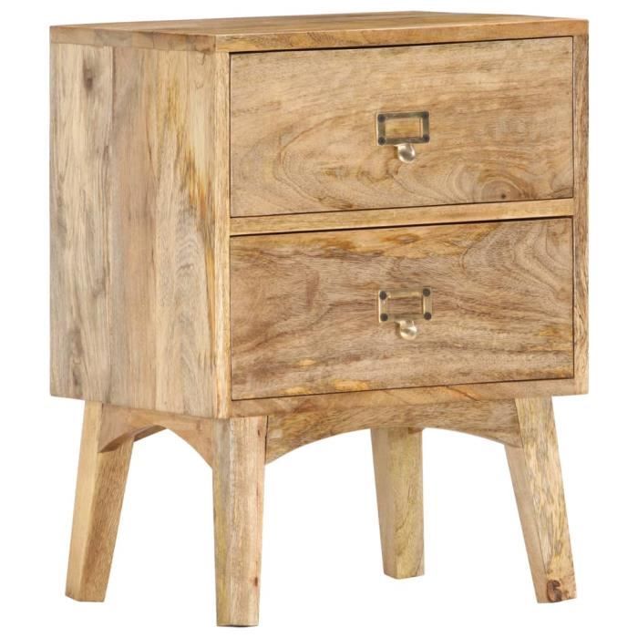 Table de chevet - VIDAXL - 40x35x55 cm - Bois de manguier solide - 1 tiroir