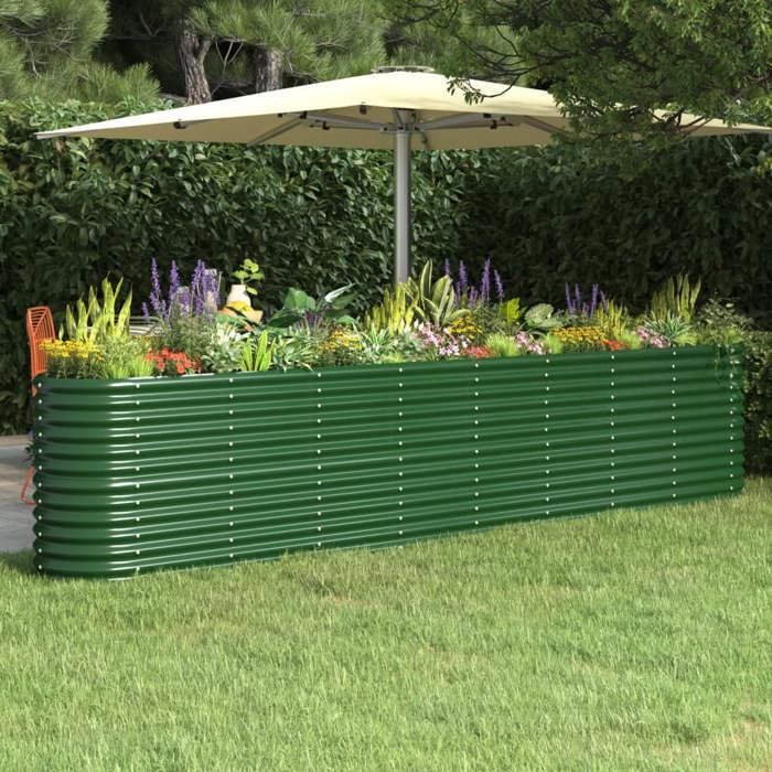 vidaXL Lit Surélevé de Jardin Pot à Fleurs Boîte à Plantes Lit Surélevé Patio Terrasse Extérieur Acier Enduit de 318908