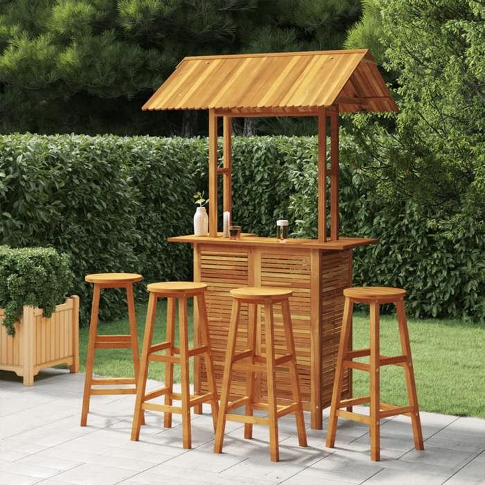vidaXL Ensemble de bar de jardin 5 pcs Bois d'acacia solide - vue 3