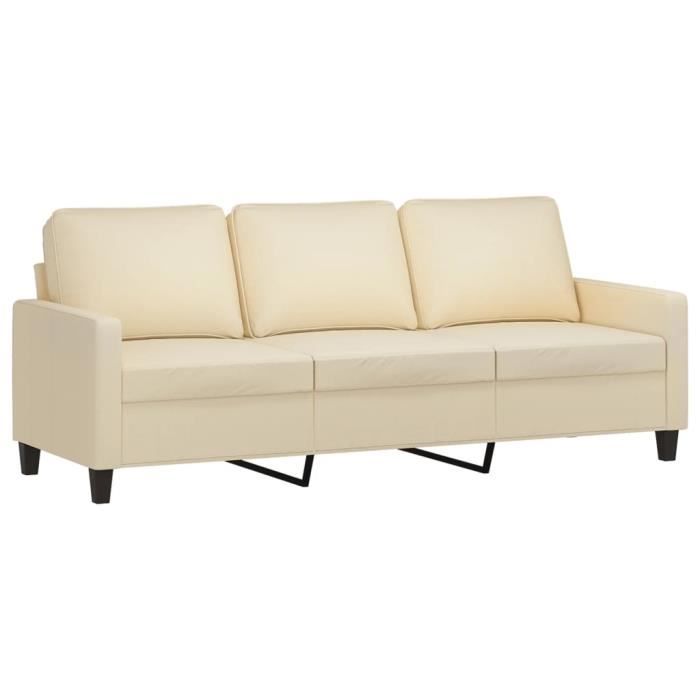 YOSOO Canapé à 3 places Crème 180 cm Tissu 117221 - Cdiscount Maison