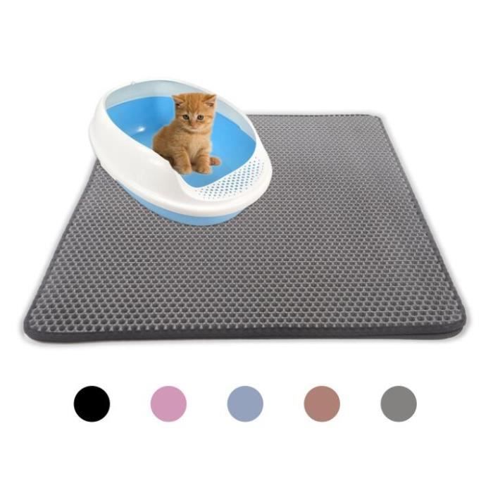 Tapis Litiere Chat 40x50cm Bac A Litiere Pour Chats Impermeable Non Toxique Eva Double Couche En Nid D Abeille Design Gris Cdiscount