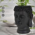ML-Design Pot de Plantes/Fleurs Tête de Bouddha, 23x23x44 cm, Anthracite, Résine, Intérieur/Extérieur, Statue Massif, Grand Buste Sc-1