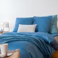 COTE DECO Parure de lit Satin 100% Coton - Housse de couette 240x220 cm + 2 taies d'oreiller - Bleu Canard-1