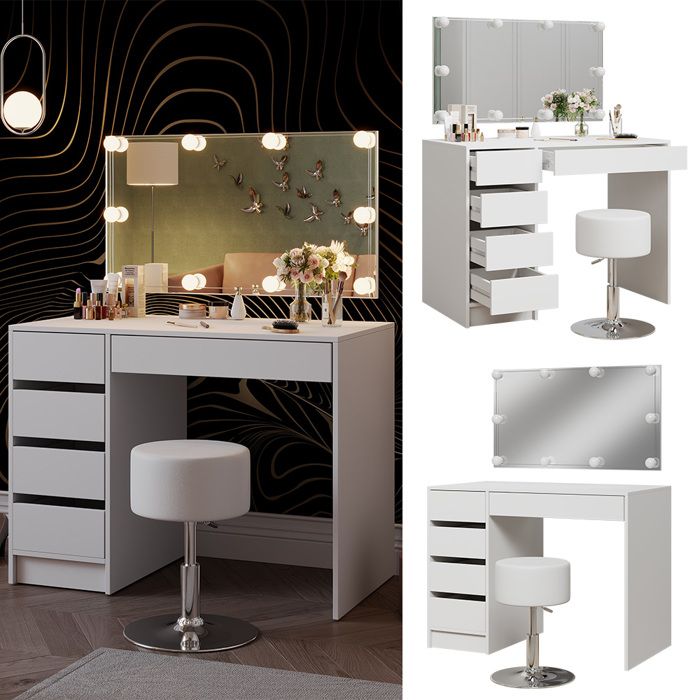 Coiffeuse Sherry blanc/brillant + LED acheter