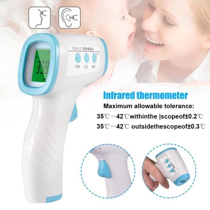 Thermometre Frontal Adulte, Thermomètre Médical Frontal avec Affichage à  LCD, Thermometre sans Contact pour Bébé Enfant Adulte Thermometre  Infrarouge avec Alerte Fièvre 99 Données Enregistrées