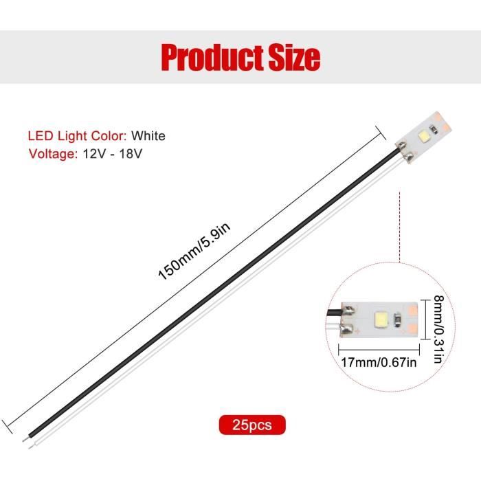 YIXISI - 25 Bandes LED Pré-câblées Vertes (50mm, 12-18V) | Éclairage Modélisme, Maisons De Poupée, Décoration