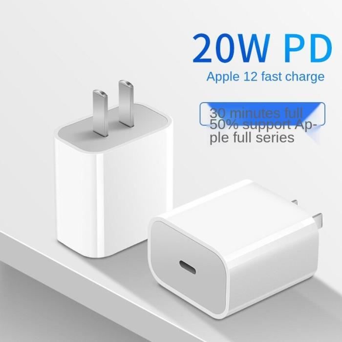 Boite d'origine 20W Chargeur Pour iPhone 12 Pro Max USB C C2L chargeur  Rapide Adaptateur secteur USB Ty WHITE EU Charger -QX5592