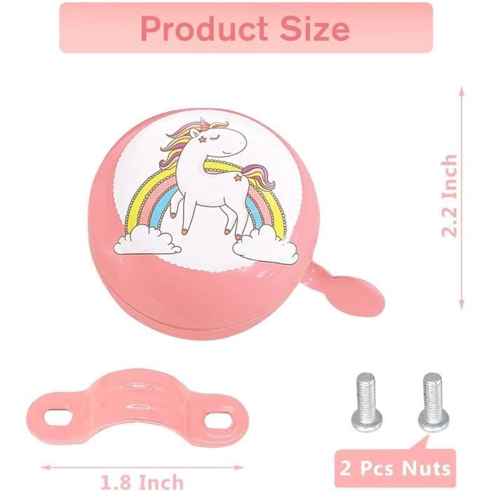 2 Sonnettes Vélo Enfant Licorne - Klaxon Vélo Fille Garçon Diamètre 22mm, Son Cloche Colorée