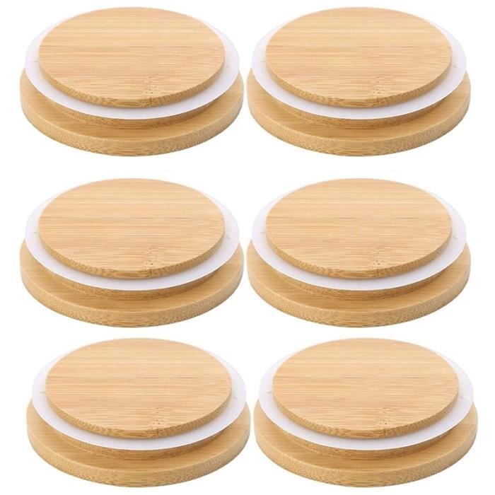 Couleur bois de couleur Lot de 6 Couvercles de Bocaux de Maçon en Bois, en  Bambou, Réutilisables, Compatibles - Cdiscount Maison