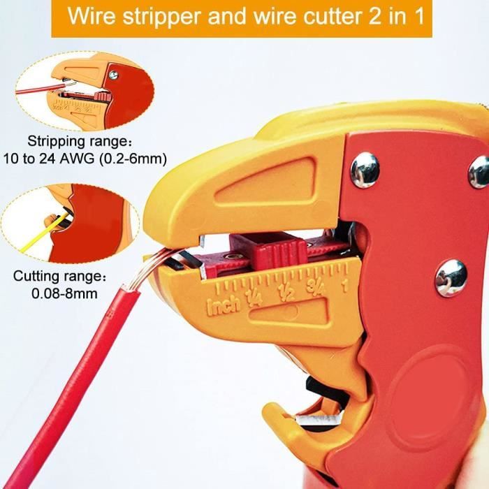 Dénudeur de câble automatique BUZIFU - Coupe-fil intégré - Réglable -  Plastique antidérapant - Rouge - Cdiscount Bricolage