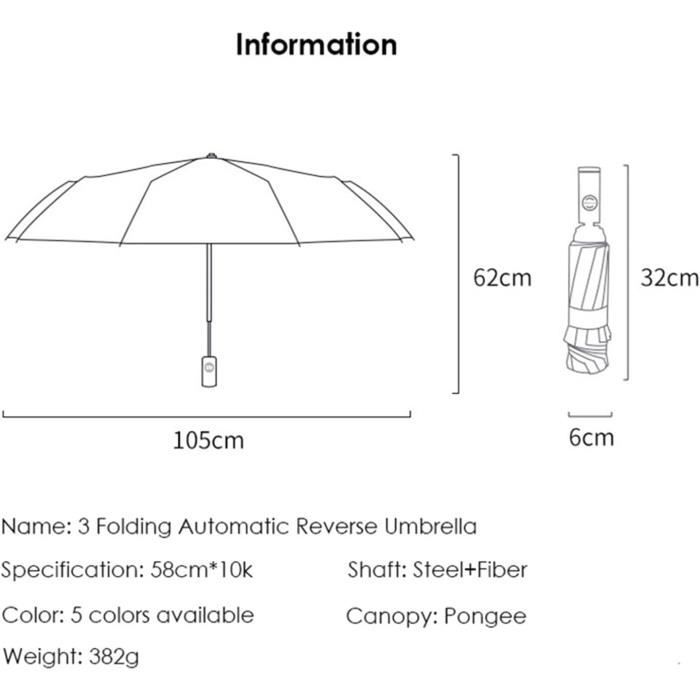Parapluie Transparent Automatique Portable - 98x98x59 Cm Ouvert, Pour Hommes Et Femmes, Neuf