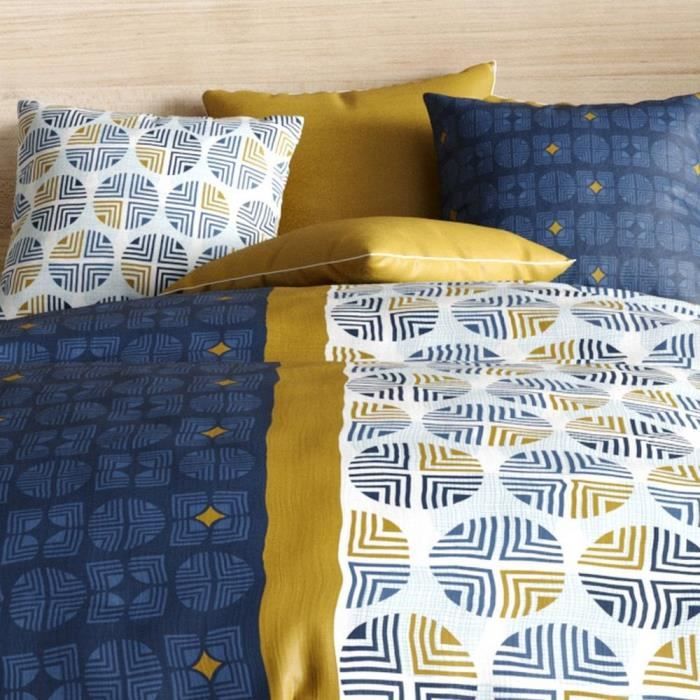 Parure De Lit Housse De Couette 240x260 Cm + 2 Taies Felora 100% Coton 57 Fils - Qualité Premium