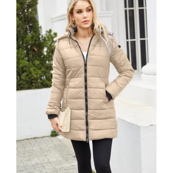 Doudoune Longue Femme Hiver - Manteau Matelassé Avec Capuche, Chaud Et élégant Pour Tous Les Jours