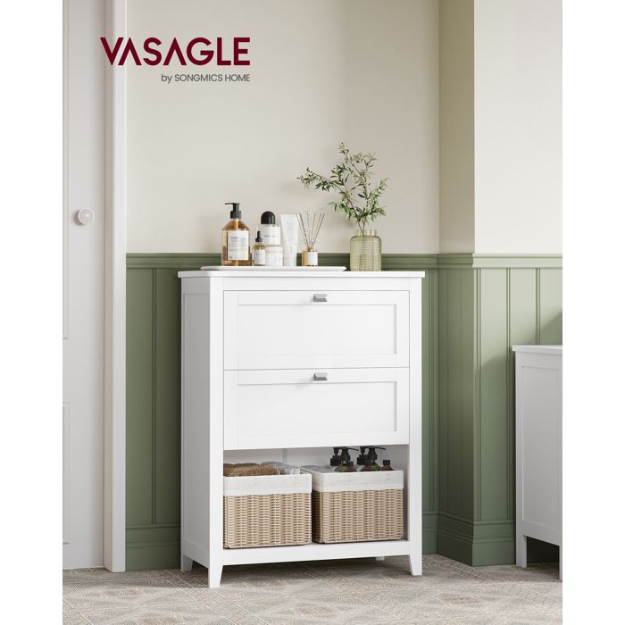 VASAGLE Meuble de Salle de Bain, Meuble de Rangement, 2 Tiroirs avec 1 Séparateur Réglable, 2 Paniers, Buffet, 30 x 60 x 80 cm, Blanc Nuage BBC545W02 - Ameublement VASAGLE Meuble de Salle de Bain, Meuble de Rangement, 2 Tiroirs avec 1 Séparateur Réglable, 2 Paniers, Buffet, 30 x 60 x 80 cm, Blanc Nuage BBC545W02 - Ameublement