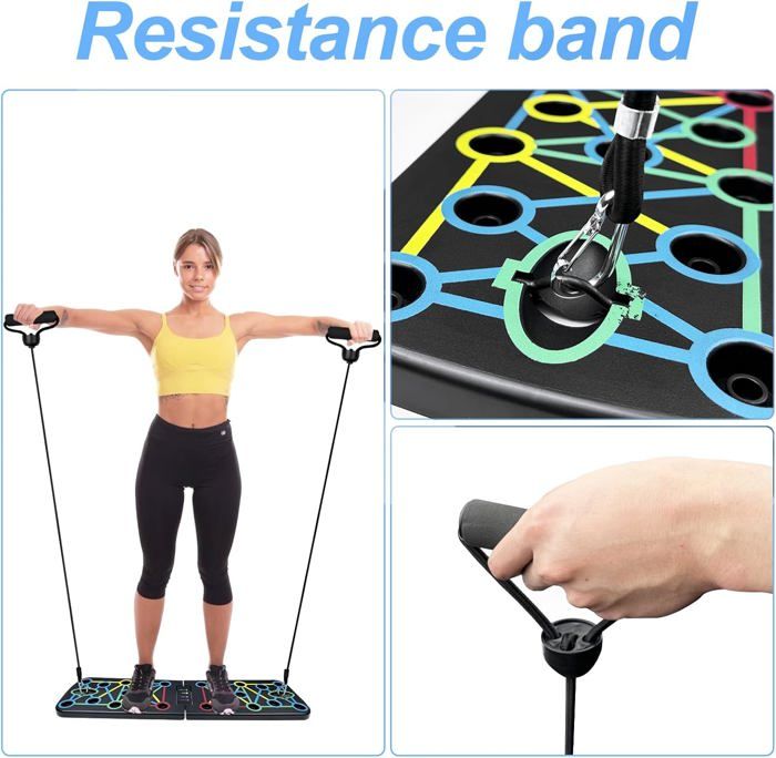 12 en 1 Push up board - Programme d'entraînement inclus - Bandes de résistance