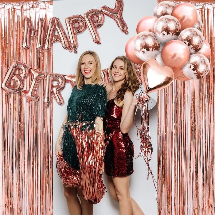 18ans Decoration Fete Anniversaire Or Rose pour Filler Femme Joyeux Anniversaire Banniere XXL Ballon Chiffre 18 2 Franges Ride 288 Cdiscount Maison