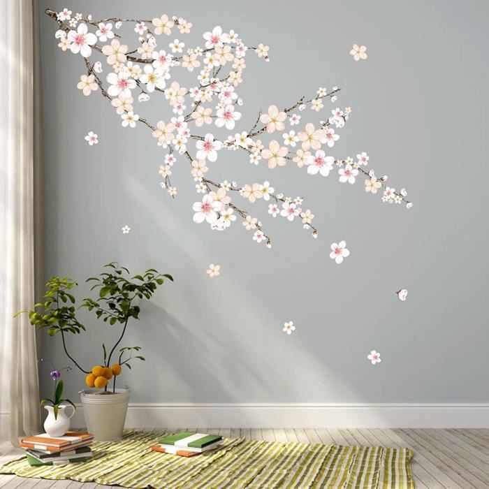 decalmile Stickers Muraux Grand Fleur de Cerisier Arbre