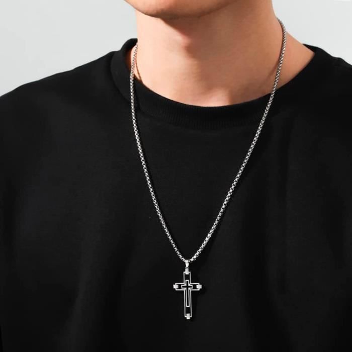 Collier Avec Pendentif En Forme De Croix Pour Homme - Croix De Foi