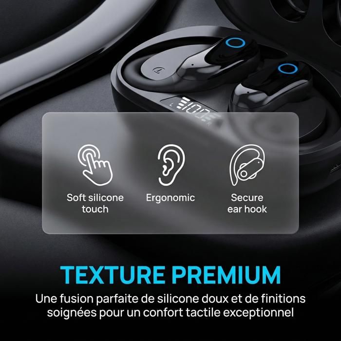 Écouteurs Bluetooth Sommeil 5.4 - 48h Autonomie, écran Tactile, IPX7 étanche, 3g Ultra-légers, Parfaits Pour Dormir, Sport, Appels