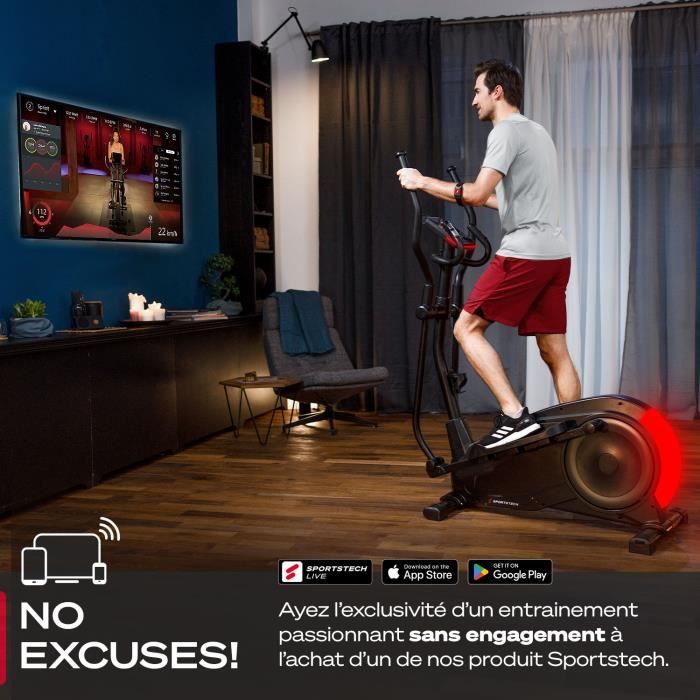 Velo elliptique Sportstech CX700 12 programmes Resistance magnetique Support pour smartphone tablette Cdiscount Sport
