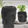 ML-Design Pot de Plantes/Fleurs Tête de Bouddha, 23x23x44 cm, Anthracite, Résine, Intérieur/Extérieur, Statue Massif, Grand Buste Sc-3