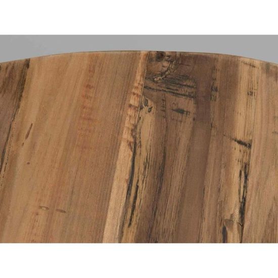Table Basse Ronde Style Industriel En Bois Teck Pieds En Metal