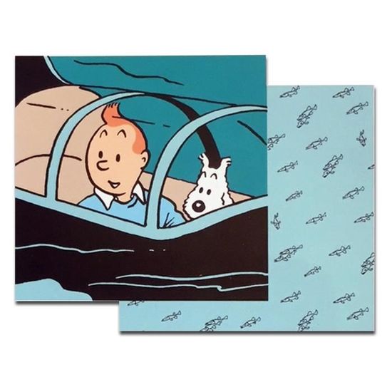 140x200cm Moulinsart Housse de Couette et taie doreiller Tintin Le sous Marin Requin