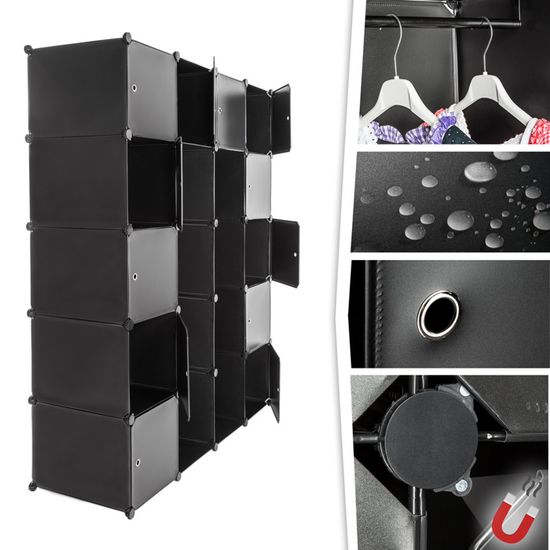Tectake Armoire Penderie Modulable 147 Cm X 47 Cm X 183 Cm En