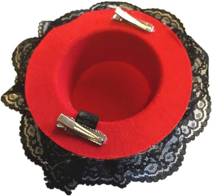 Black Sugar Mini Bibi Petit Chapeau Décoration Bijoux Cheveux Mariage Cérémonie Paillettes Gothique Lolita Rétro Médiéval voilette Fixation Barrettes Pinces Nœud Papillon Perle Déguisé (Noir Simple