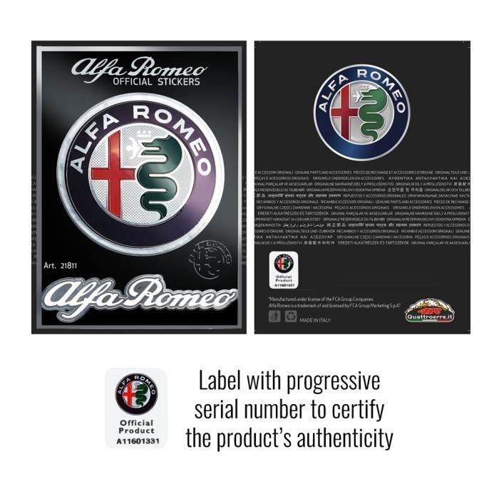 Fiat Officiële stickers, 4 logo's, 48 mm, 94 x 131 mm