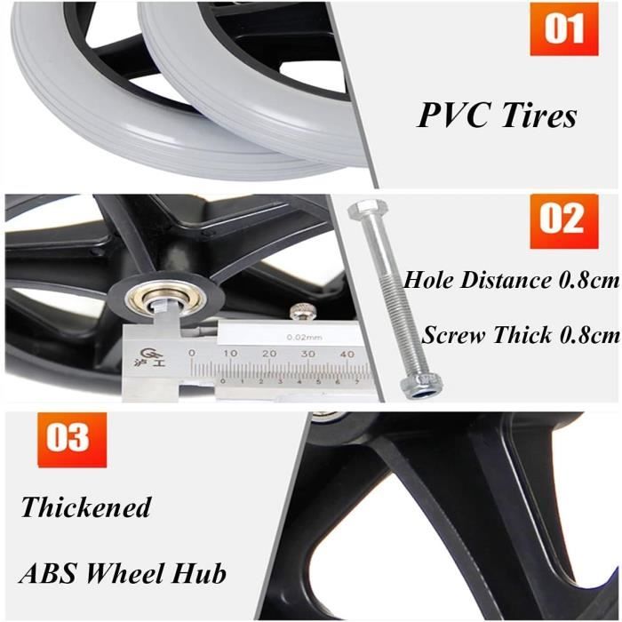 Lot De 2 Roues En Polyuréthane 180x30 Mm Pour Scooter, Chariot, Fauteuil Roulant - Silencieuses, Antidérapantes