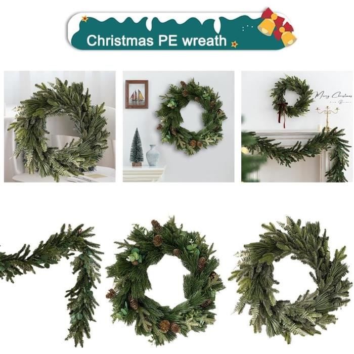 Guirlande De Pin Norfolk, 150/180/270cm Guirlande Branche De Sapin Artificiel, Guirlande Fleurs Artificielles Noel, Guirlande De Verdure Pour Table, Cheminée, Mur, Intérieur Et Extérieur (Vert Purs