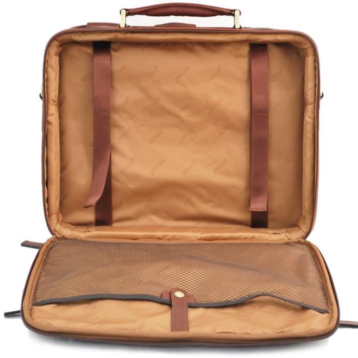 Sac à dos ordinateur en cuir 14 KATANA marron foncé