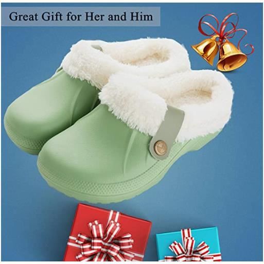 Chaussons Femme Homme Hiver Fourr s Vert Confortable et