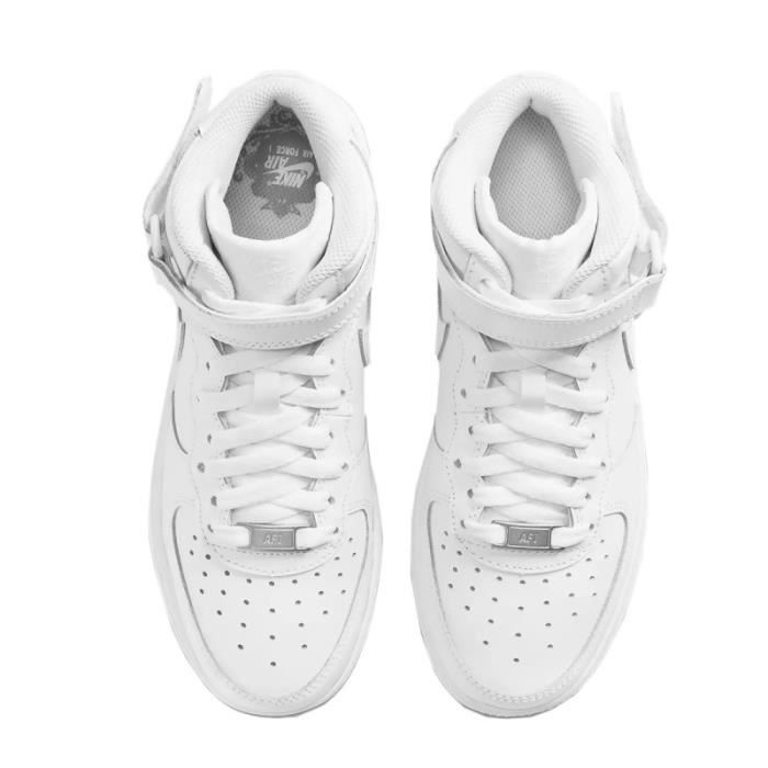 Basket Nike AIR FORCE 1 MID GS Junior Blanc Cuir Lacets Enfant Plat Mixte Blanc Cdiscount Chaussures