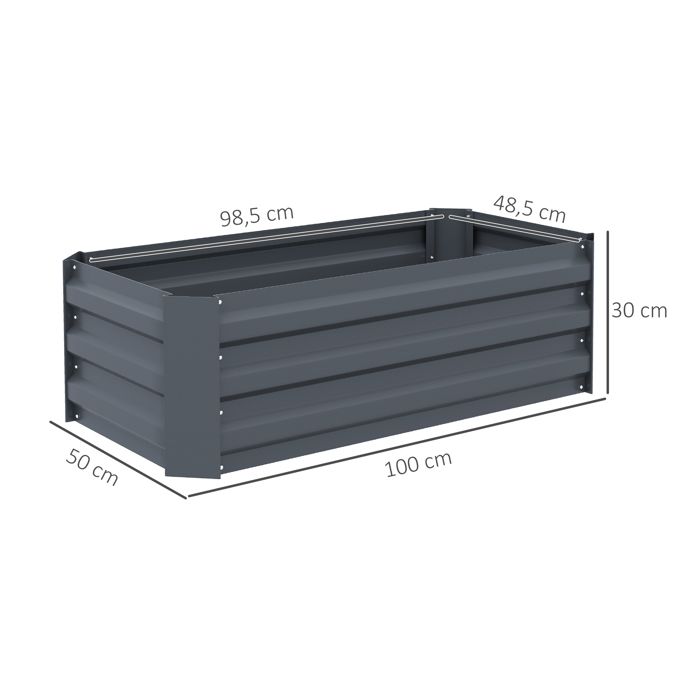Lot De 2 Carrés Potagers Surélevés Outsunny - 100x50x30 Cm En Acier Galvanisé, Sans Fond