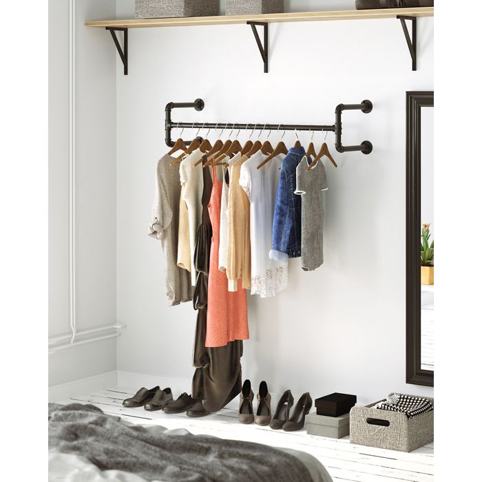 Porte-manteau D'angle Mural Sans Perçage - Pour Placard, Salle De Bain - Noir 50x50cm - Gain De Place - 5
