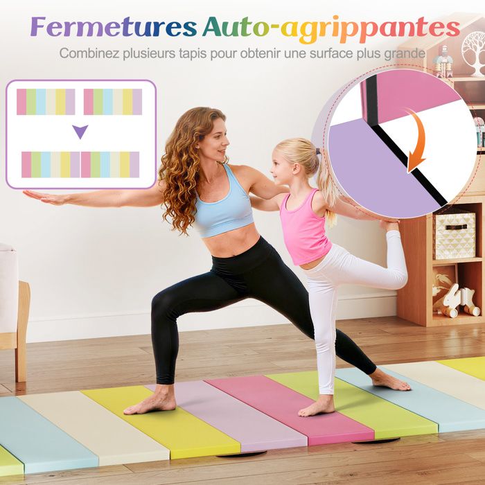 Homcom Tapis De Gymnastique Yoga Pilates Fitness Pliable Avec Poignées