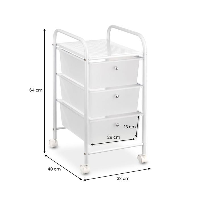 Chariot De Rangement GINA - 3 Tiroirs Plastique + étagère - Roulettes Multidirectionnelles - Idéal Salle De Bain